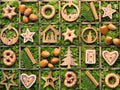 Wooden Christmas decorations in box Royalty Free Stock Photo