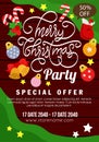 Wooden christmas poster promo flat style element