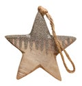 Wooden Christmas tree decoration in shape of five-pointed star Royalty Free Stock Photo