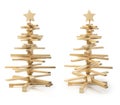 Wooden christmas tree isolated on white background, Clipping path included