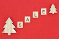 wooden Christmas trees and the word SALE Royalty Free Stock Photo