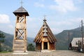 Wooden church and bell tower Royalty Free Stock Photo