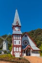 Wooden Church in Founders Park, New Zealand. Vertical Royalty Free Stock Photo