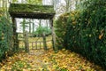 Wooden church gate in Autumn Royalty Free Stock Photo