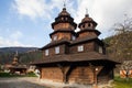 Wooden church of Holy Prophet Elijah Ilinskaya , village Dora, near Yaremche - cultural monument, Ukraine. Carpathians. Royalty Free Stock Photo