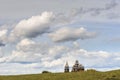 Wooden church at Kizhi against dramatic cloudscape Royalty Free Stock Photo