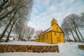 Wooden church in Lithuania, winter season