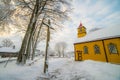 Wooden church in winter