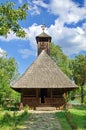 Old traditional orthodox wooden church - landmark attraction in Maramures, Romania. UNESCO World Heritage Royalty Free Stock Photo