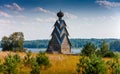 Wooden Church of St. John the Baptist in the village of Shirkovo, Tver region, Russia Royalty Free Stock Photo