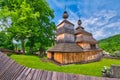 Wooden church of St. Nicholas in Bodruzal during summer