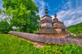 Wooden church of St. Nicholas in Bodruzal during summer