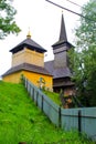 Wooden church in village in Transcarpathia, Ukraine