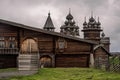 Wooden churches on island Kizhi on lake Onega, Russia Royalty Free Stock Photo