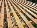 Crate of a wooden flat roof