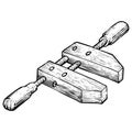 Wooden Clamp icon in sketch style.