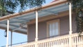 Wooden classic balcony, colonial style old historic american house. XIX century. Royalty Free Stock Photo