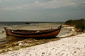 Wooden classic boat on the lake shore