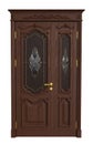 Wooden classic doors with stained glass