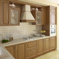 Wooden classic kitchen.