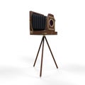 Wooden Classic Retro Camera on Tripod Royalty Free Stock Photo