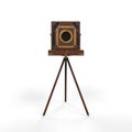 Wooden Classic Retro Camera on Tripod