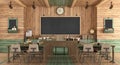 Wooden classroom in retro style Royalty Free Stock Photo