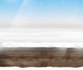 Wooden clean winter landscape and blue sky background design