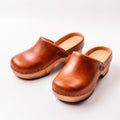 Wooden Clogs on white background