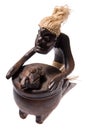 Wooden close ash tray like shaman figurine