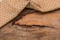 Wooden cloth cotton fabric texture background wooden planks. Royalty Free Stock Photo