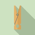 Wooden clothes pin icon, flat style Royalty Free Stock Photo