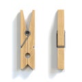 Wooden clothespins form vatious views on white background, pegs 3d rendering Royalty Free Stock Photo