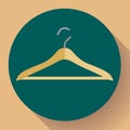 Wooden coat hanger, clothes hanger vector icon.