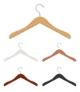 Wooden coat hanger for clothes. Vector illustration.