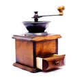 Wooden coffee grinder on white background Royalty Free Stock Photo