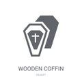 Wooden Coffin icon. Trendy Wooden Coffin logo concept on white b Royalty Free Stock Photo