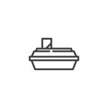 Wooden coffin line icon