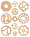Wooden cogwheels set Royalty Free Stock Photo