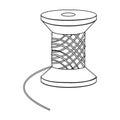 The wooden coil of thread for sewing. Sewing and equipment single icon in outline style vector symbol stock illustration Royalty Free Stock Photo