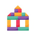 Wooden color cubes toy. Building blocks for kids.Children constructor Royalty Free Stock Photo