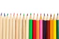 wooden colored pencil set on white background with clipping. Royalty Free Stock Photo