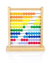 Wooden colorful abacus for kids isolated on white background with shadow reflection. Royalty Free Stock Photo