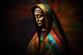 Wooden colorful figure of virgin Maria. Generate ai