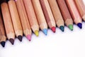 Wooden colorful ordinary pencils isolated on a white background Royalty Free Stock Photo