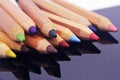 Wooden colorful ordinary pencils isolated on a white background Royalty Free Stock Photo