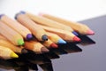 Wooden colorful ordinary pencils isolated on a white background Royalty Free Stock Photo