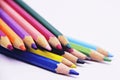 Wooden colorful ordinary pencils isolated on a white background Royalty Free Stock Photo