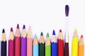 Wooden colorful ordinary pencils isolated on a white background Royalty Free Stock Photo