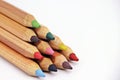 Wooden colorful ordinary pencils isolated on a white background Royalty Free Stock Photo